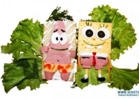Канапе за деца на Националния празник'яса та риби, овочів, фруктів, солодкі бутерброди.